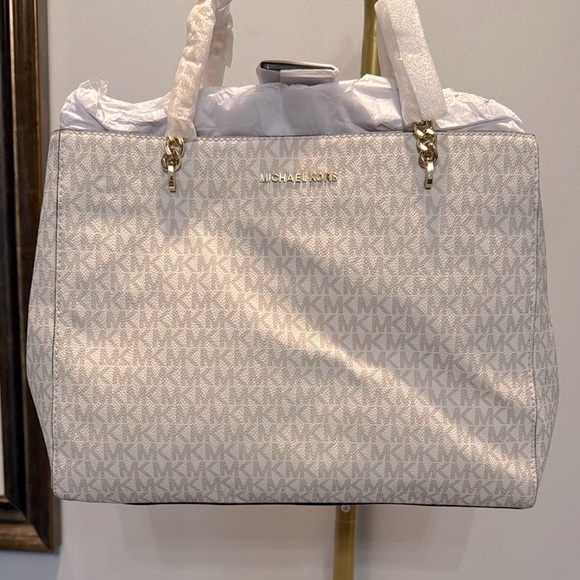 Michael Kors Ellis Cream Tote with Signature Monogram NWT - Picture 17 of 17